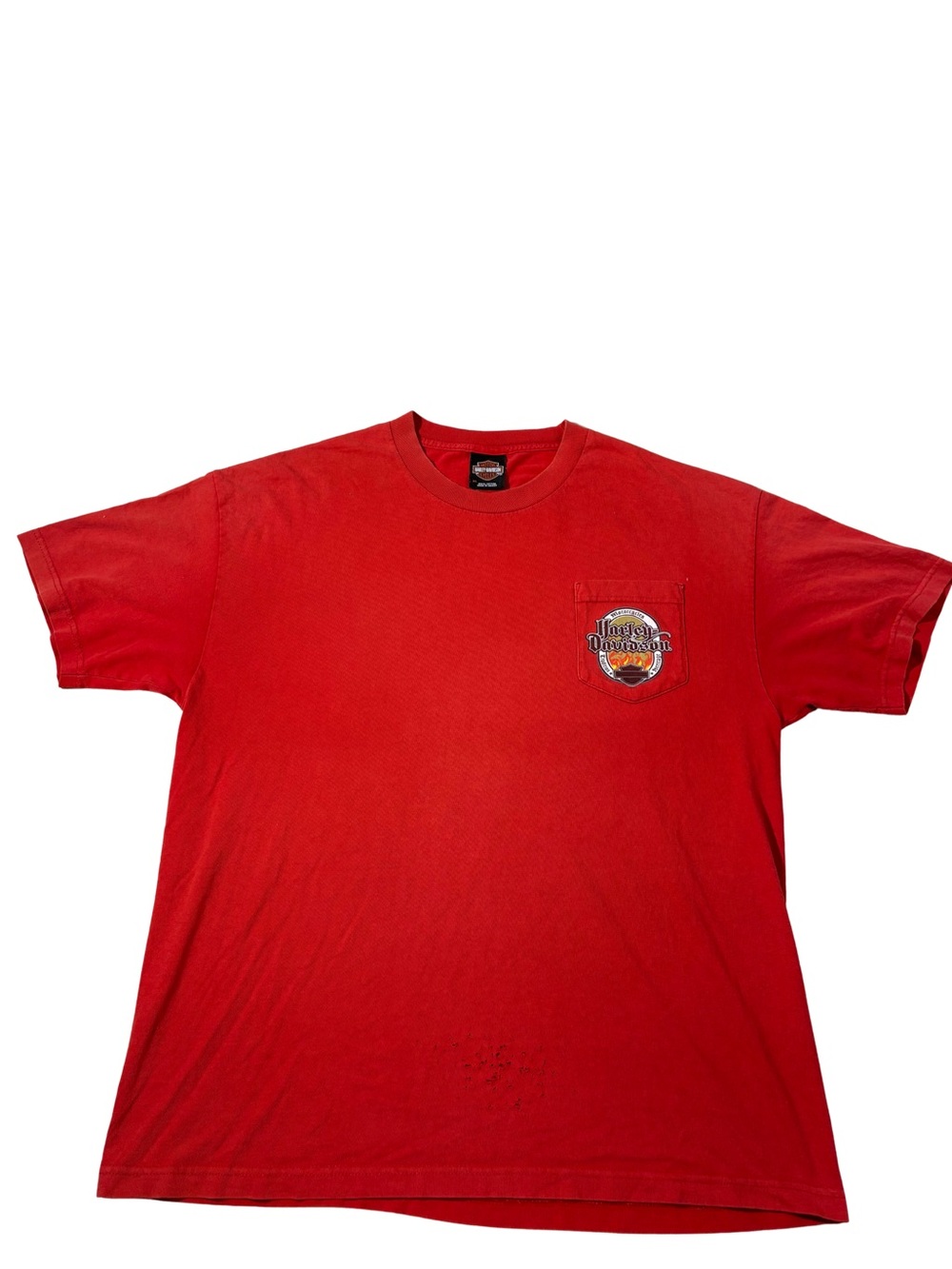 Harley-Davidson Red Short Sleeve Pocket Tee with Logo Patch